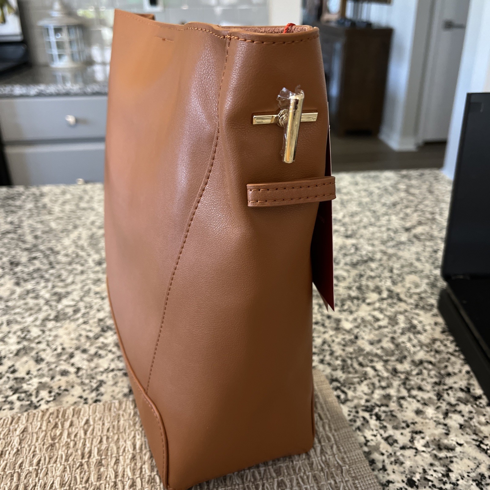 FOXLOVER Leather Bucket Crossbody Bag for Women Top-Handle Medium 10 1/2” x 12”