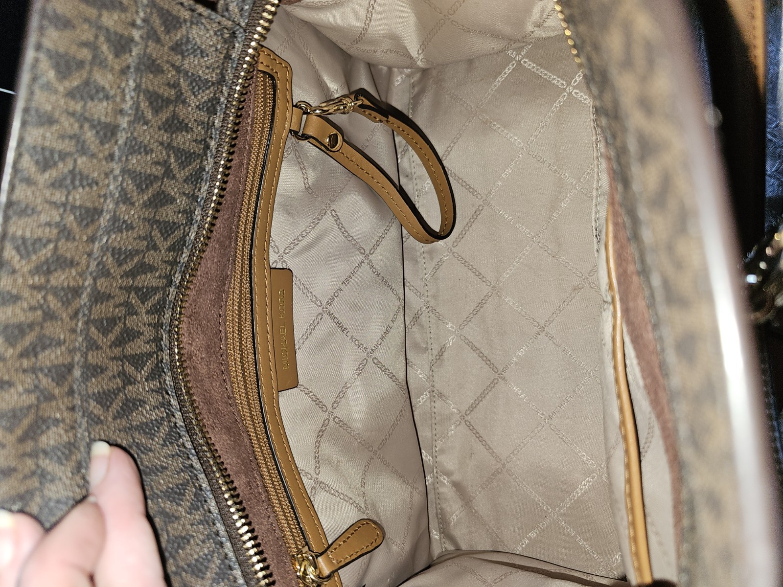 Michael Kors Hamilton Brown MK Logo Satchel Tote Crossbody Purse Bag