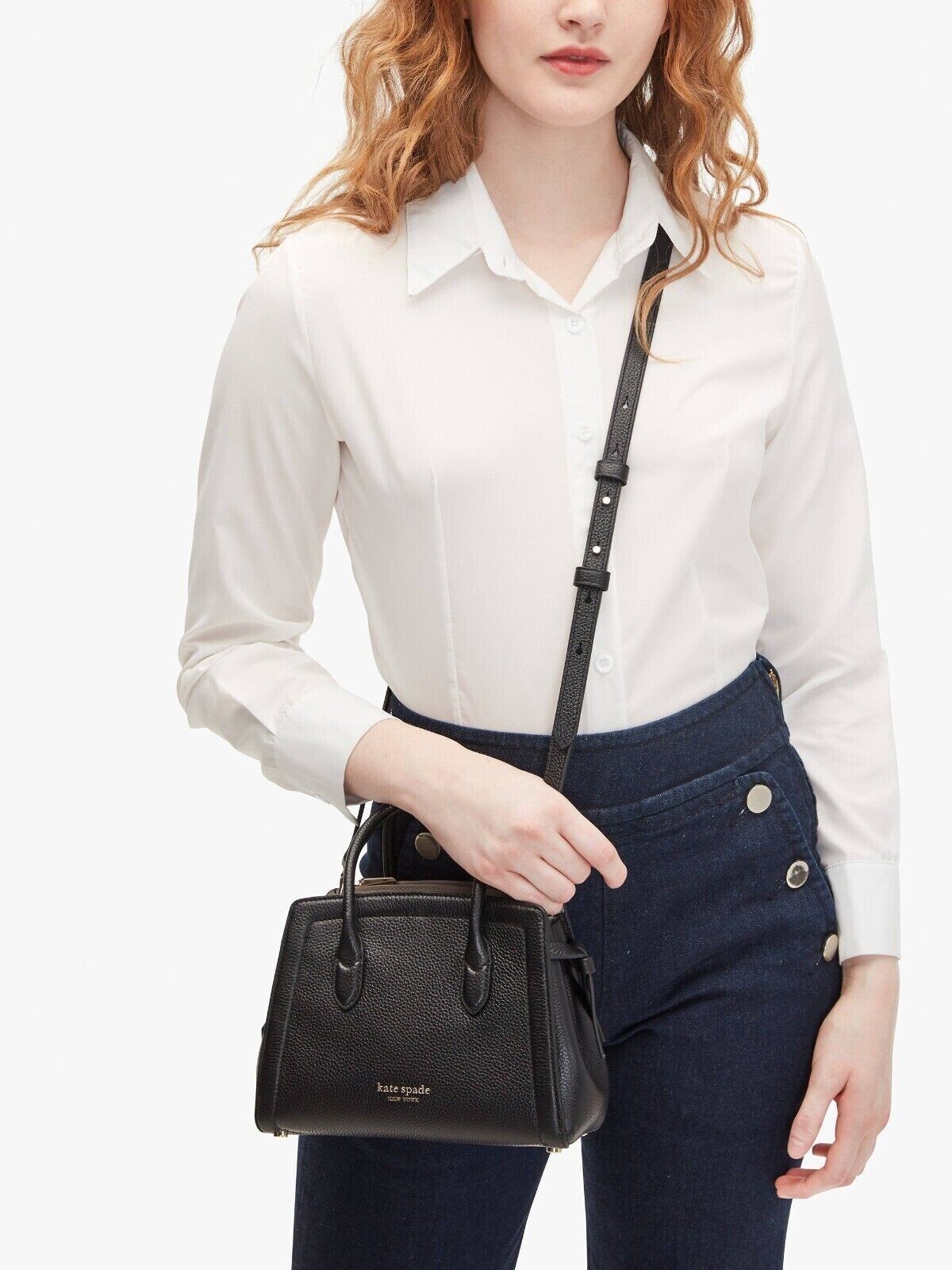 Kate Spade Knott Mini Satchel Black Pebbled Leather PXR00438 NWT $298 Retail FS