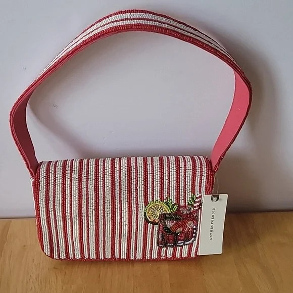 Anthropologie The Fiona Beaded Bag Food & Drink Edition NWT
