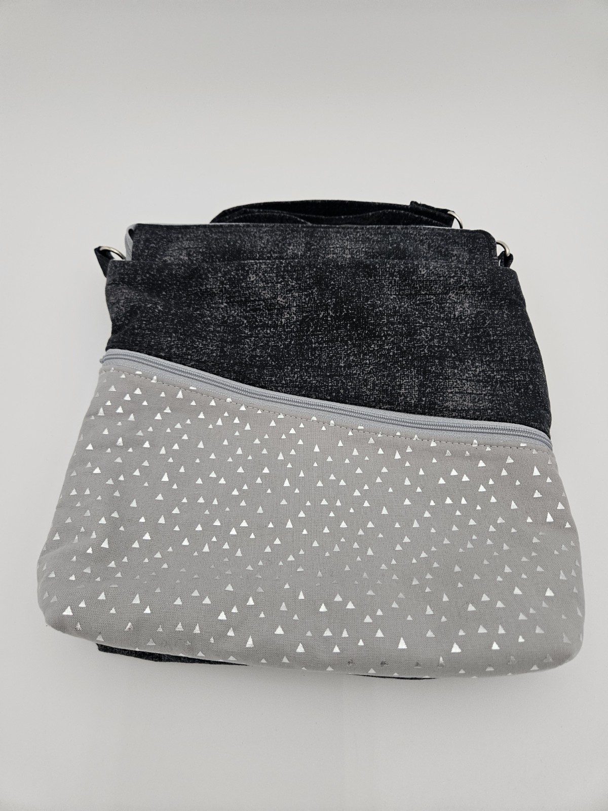 Women’s Silver & Grey Crossbody Bag, 9.5 By 10 Inches
