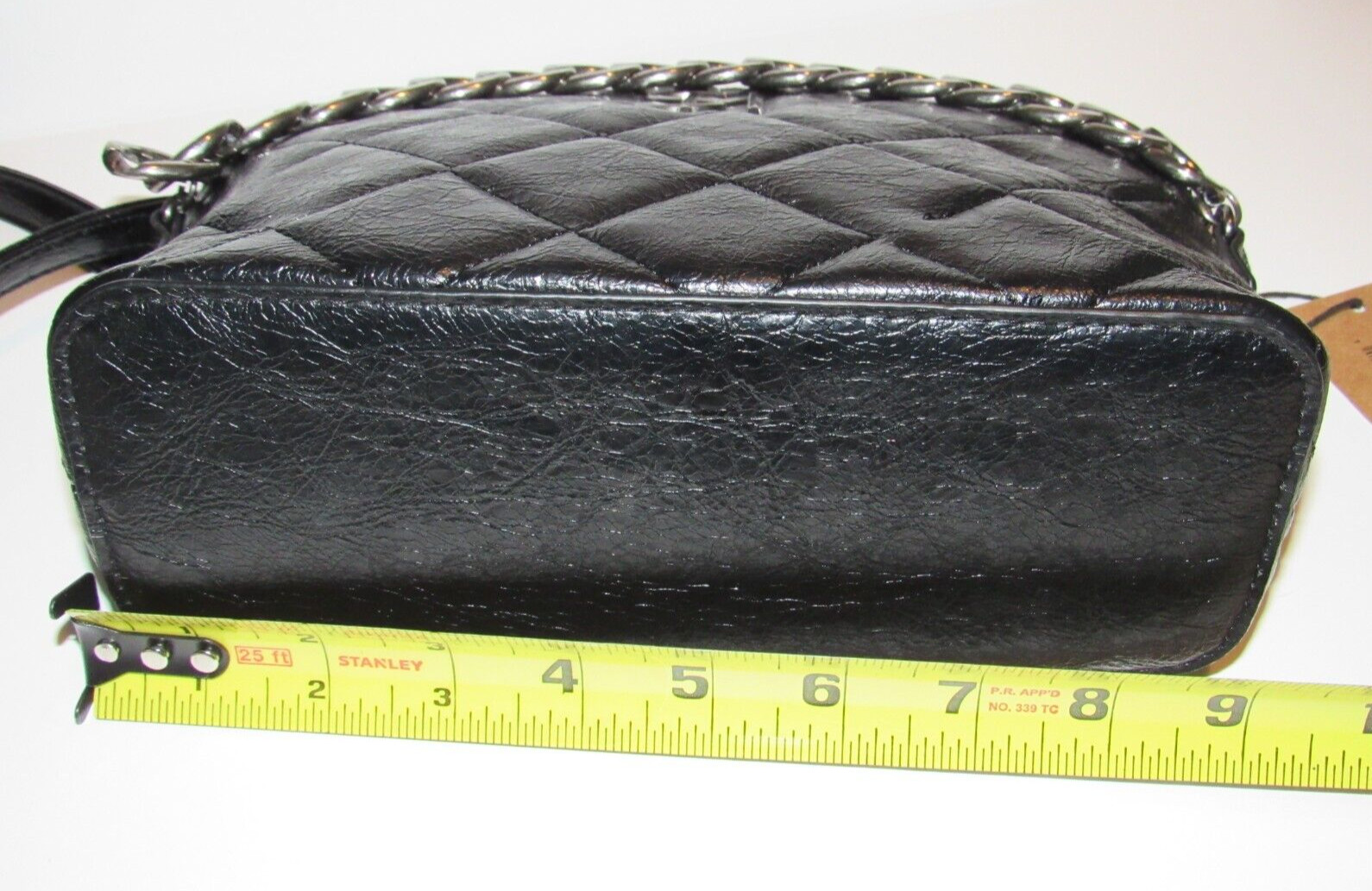 Steve Madden BMAGGIE CRINKLE Black Dome Crossbody Chain Strap