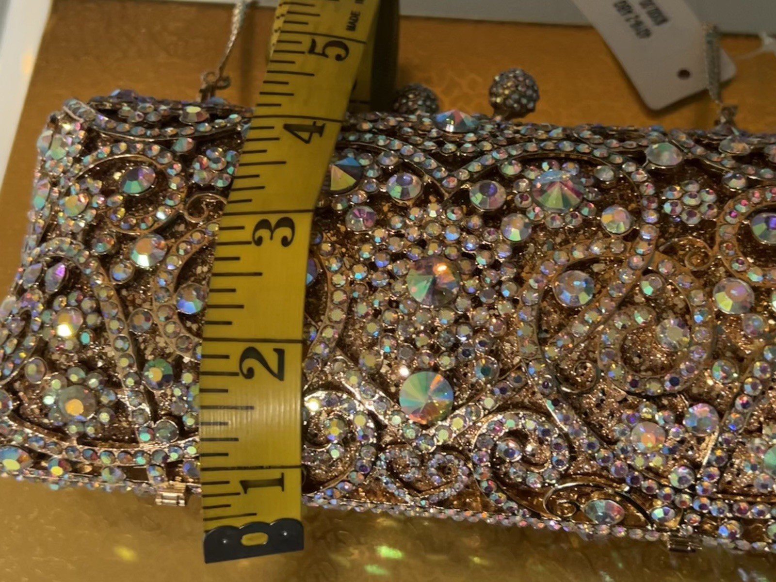 NEW Swarovski Aurora Borealis Gold Silver Crystal Handbag Clutch Gatsby WOW Glam