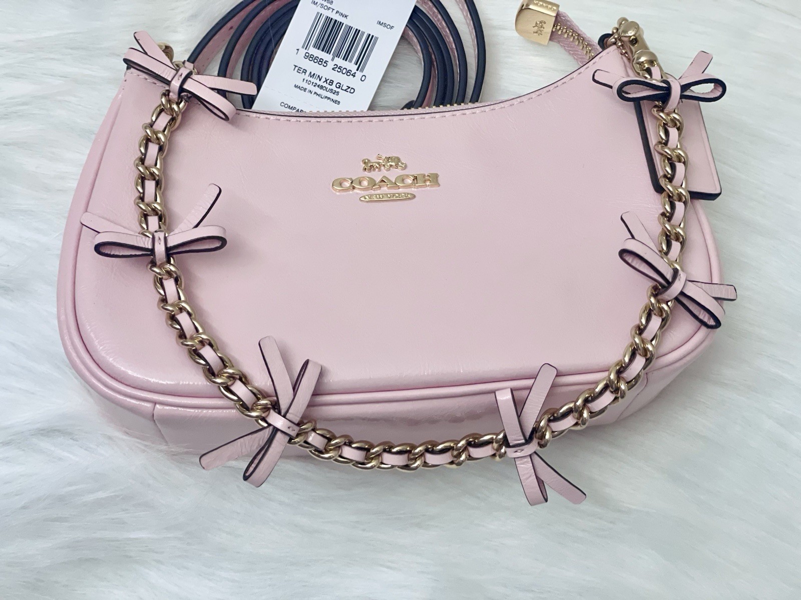 NWT Coach Teri Mini Crossbody Bag With Bows CDW68 In Soft Pink