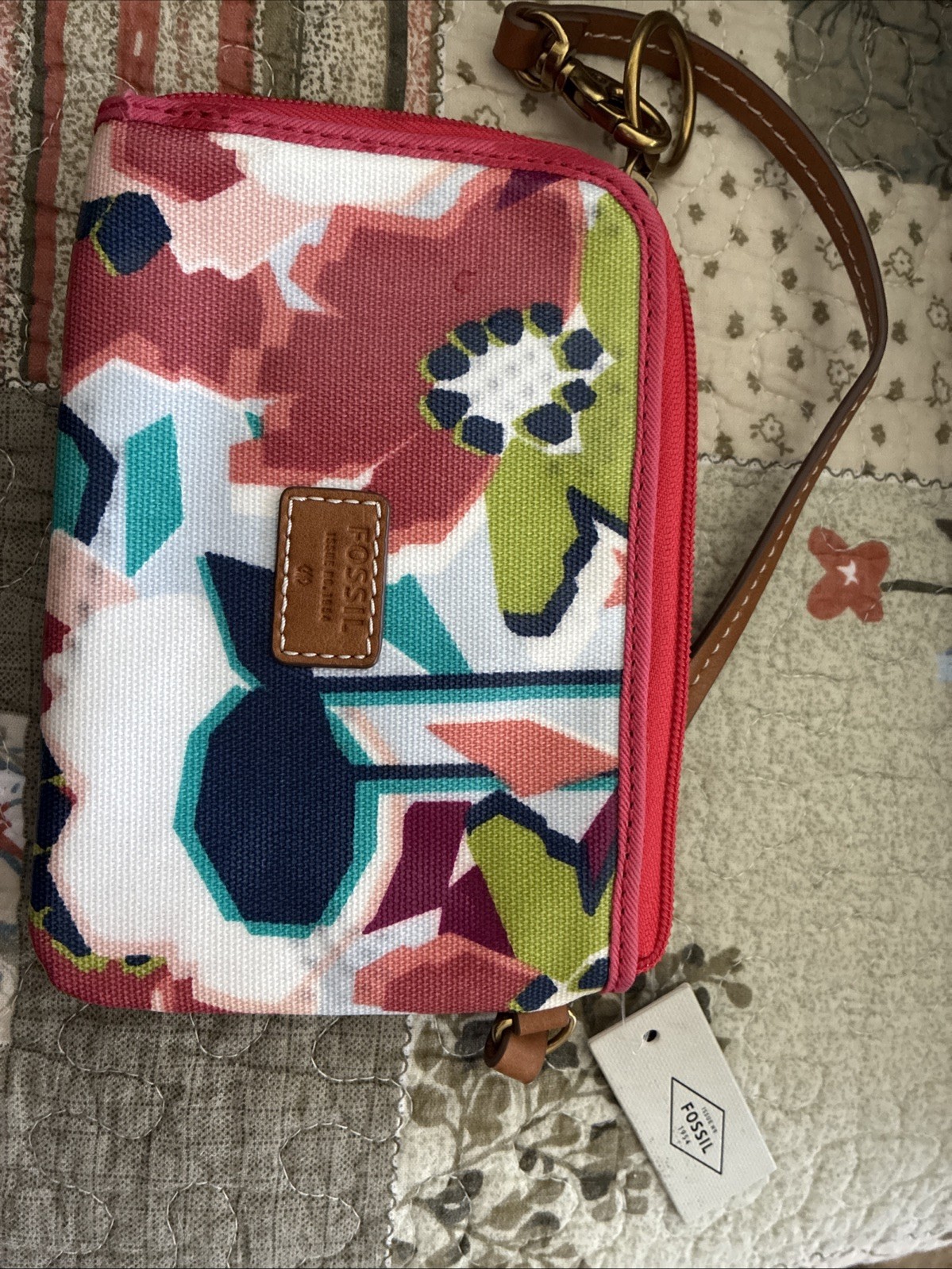 New Fossil Ivy Wristlet Multi Floral Card Case Wallet Wristlet