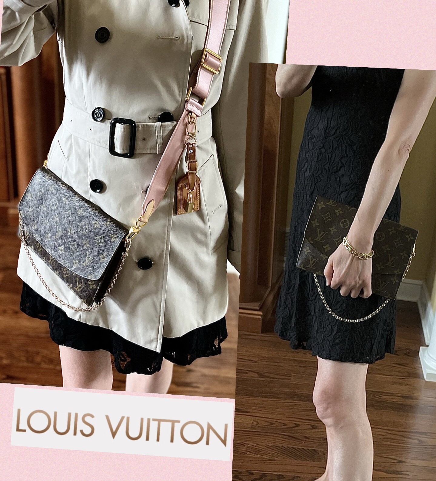 Louis Vuitton Monogram Flap Pouch Clutch & Luggage/ Name Tag
