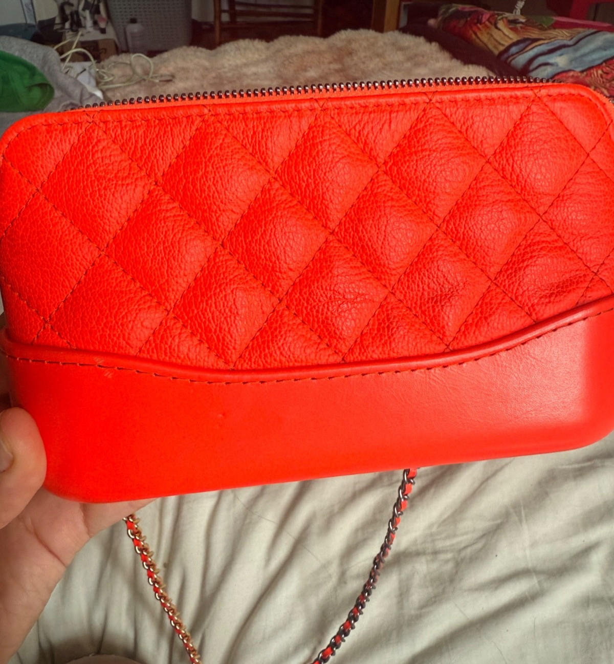 Chanel Gabrielle Quilted Lambskin Clutch with Gold and Silver Chain