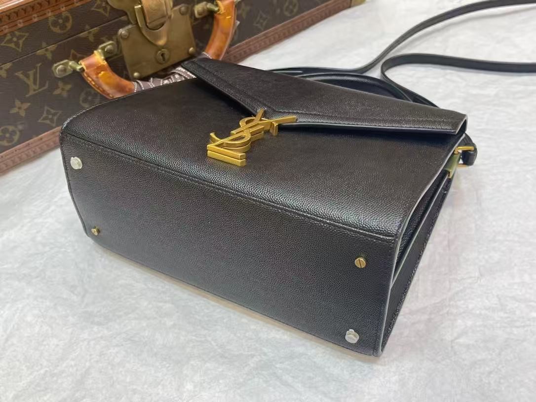 YSL yves saint laurent cassandra top handle shoulder bag black 100%authentic