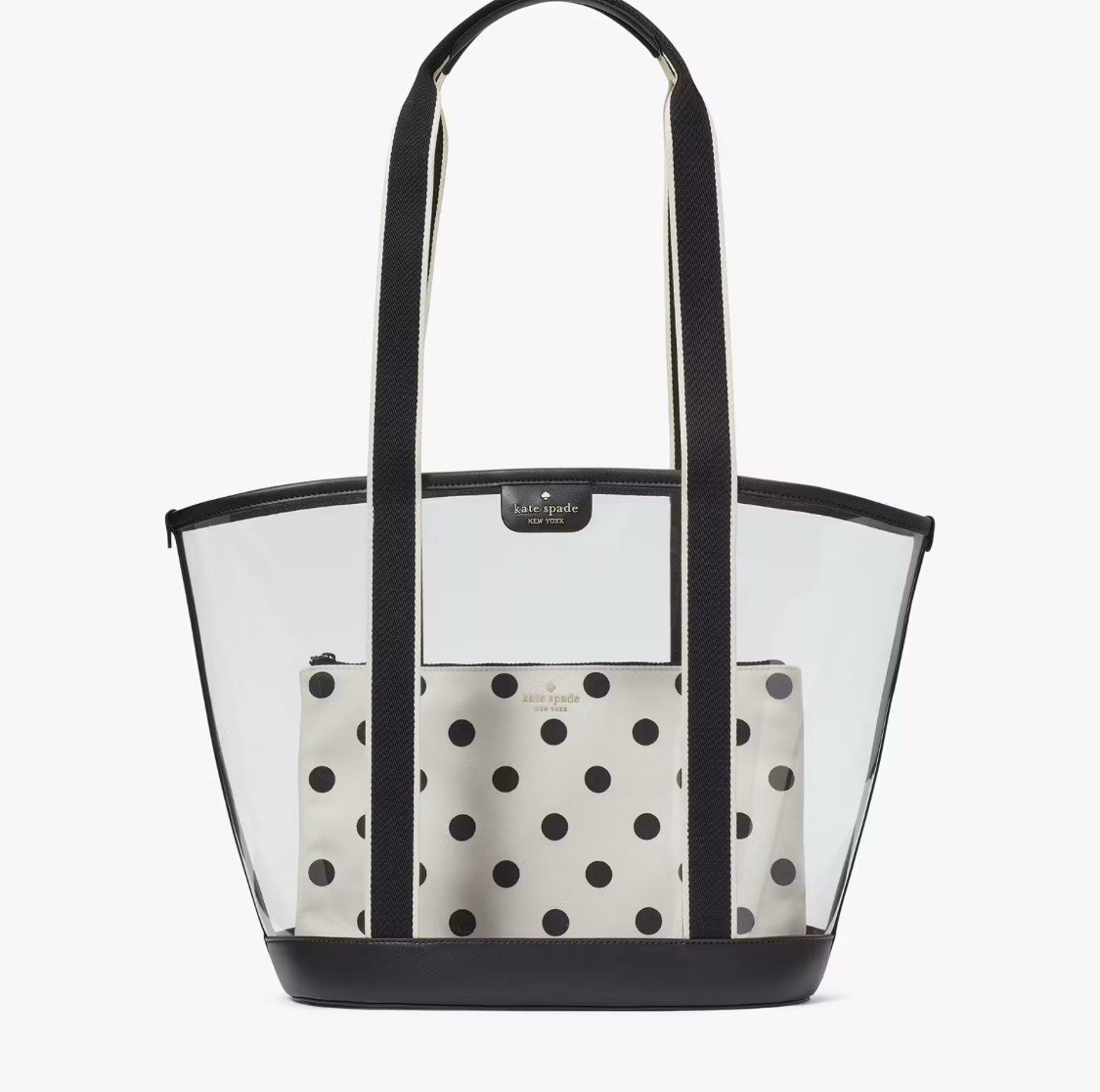 Kate Spade Clare See Through Tote & Pouch Set – Beach Stadium Clear / Black