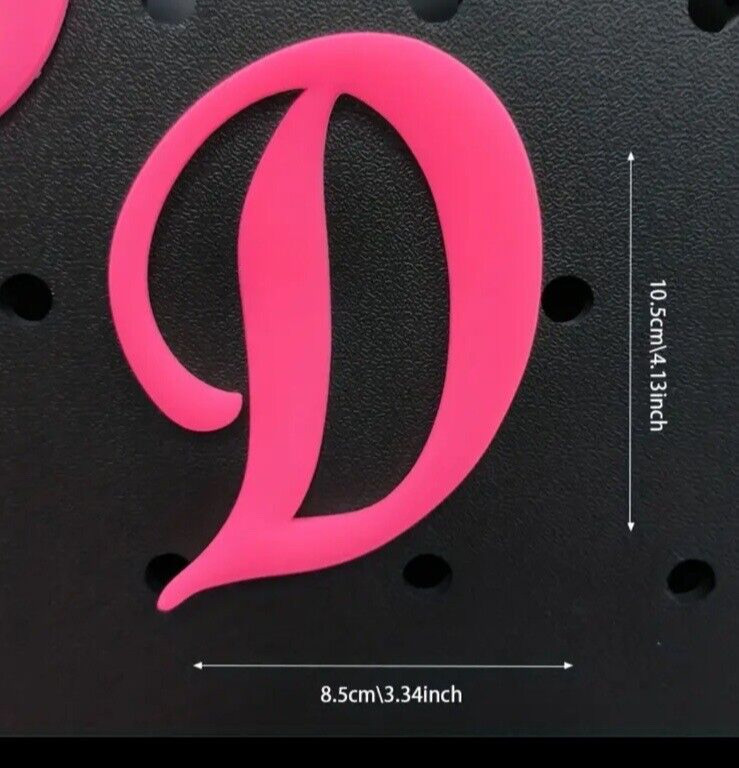 Pink Initial ‘D’  Bogg Bag Letter charm Accessories 4 in length