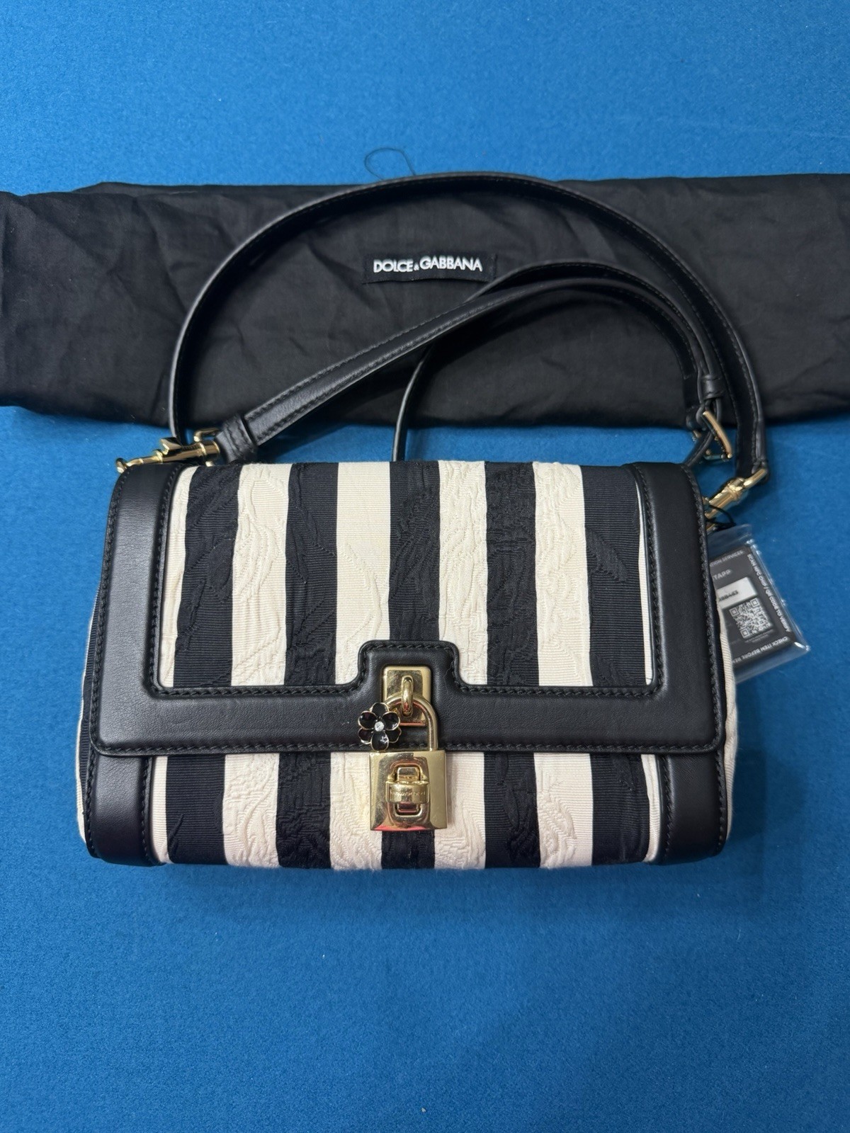 Dolce&Gabbana Striped Shoulder Bag Push Lock Padlock Never Used