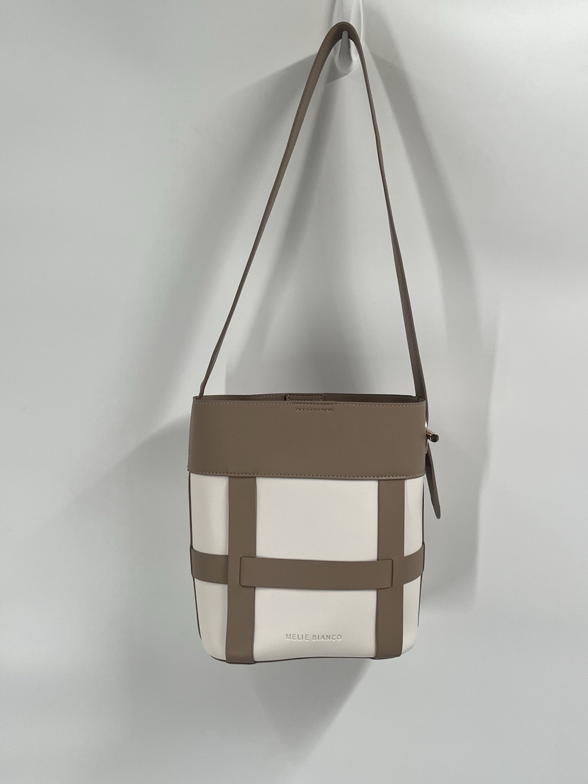 Melie Bianco Brynn Bone Vegan Shoulder Bag Bucket Purse