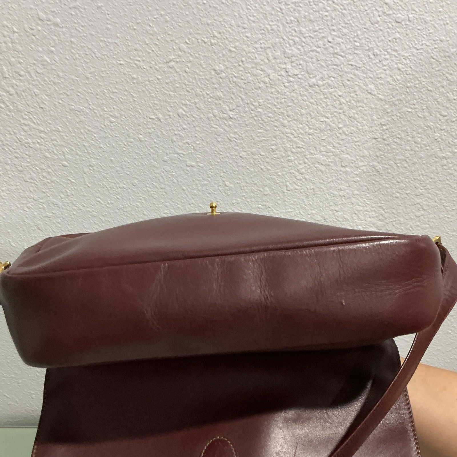 Cartier Women’s Burgundy Logo Shoulder/Crossbody Bag Zip Lined Gold Hardware