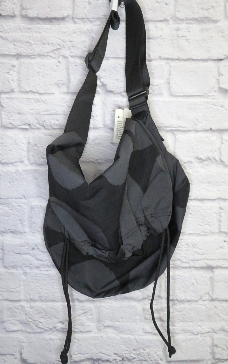 Marimekko Uniqlo Drawstring Shoulder Crossbody Bag Koppelo Dark Gray NWT