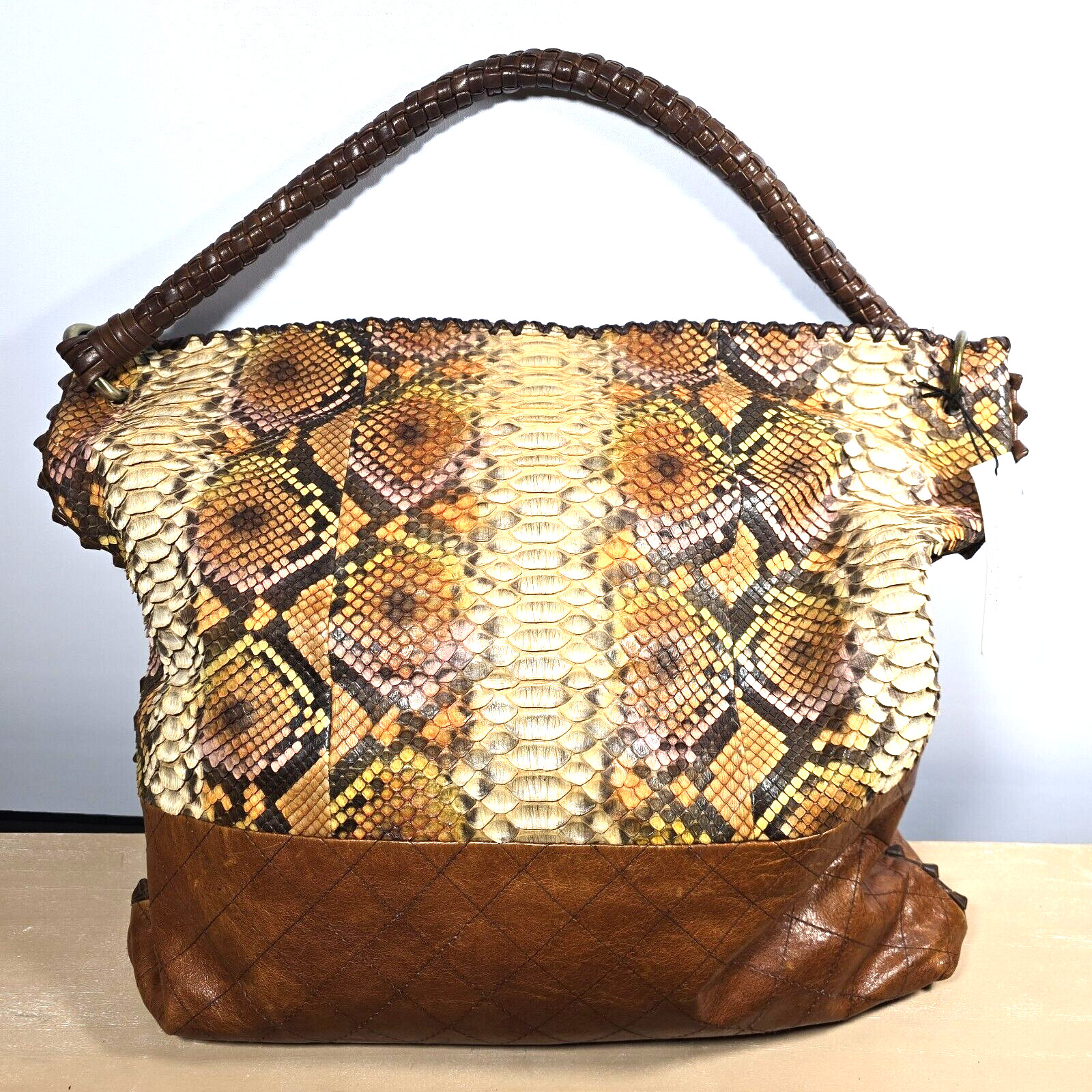 Anthony Luciano Python & Leather Handbag–Pre-Owned with Tags, Signed by Designer