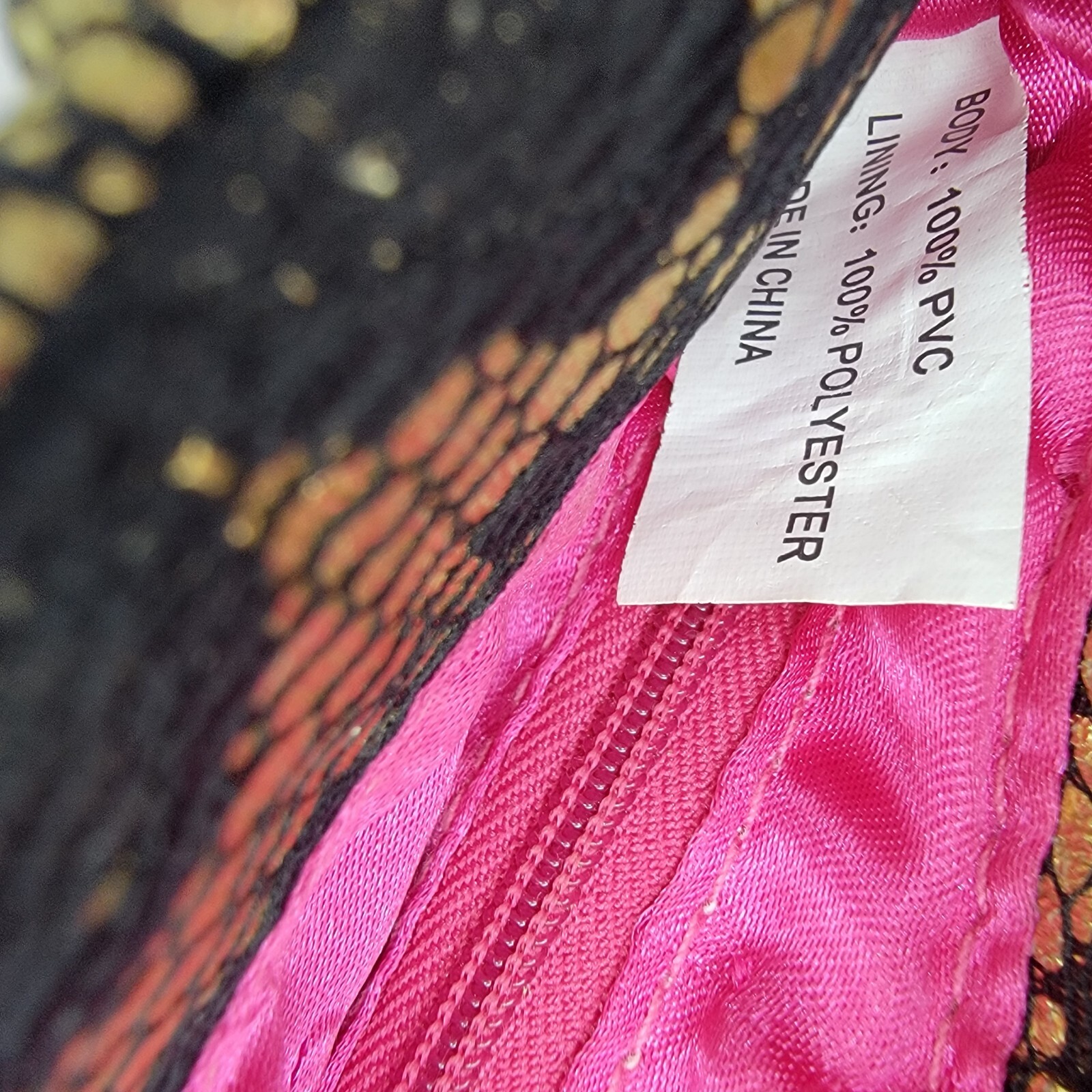 Steve Madden Evening Bag Black & Gold Lace Hot Pink Interior Gold Chain