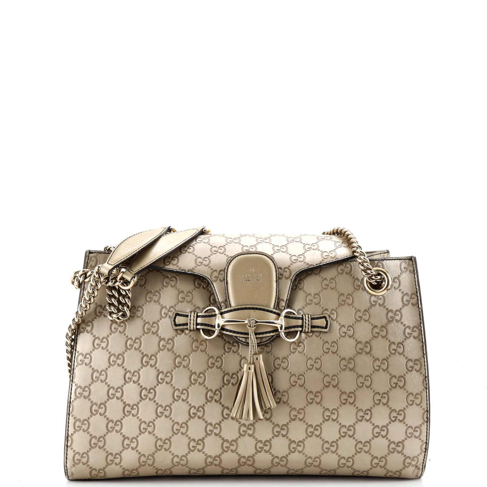 Gucci Emily Chain Flap Shoulder Bag Guccissima Leather Large