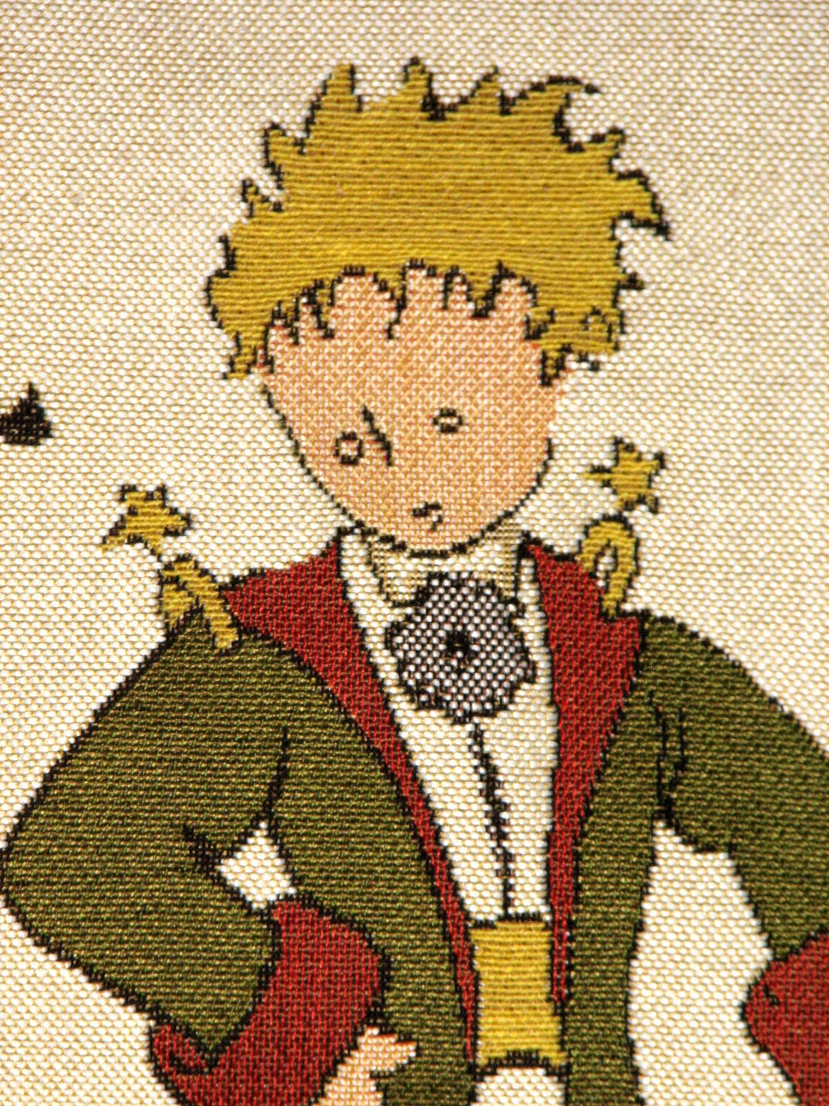 PETIT PRINCE PLANETE TWO SCENES, BELGIAN TAPESTRY SHOPPING TOTE BAG, 38CM X 34CM