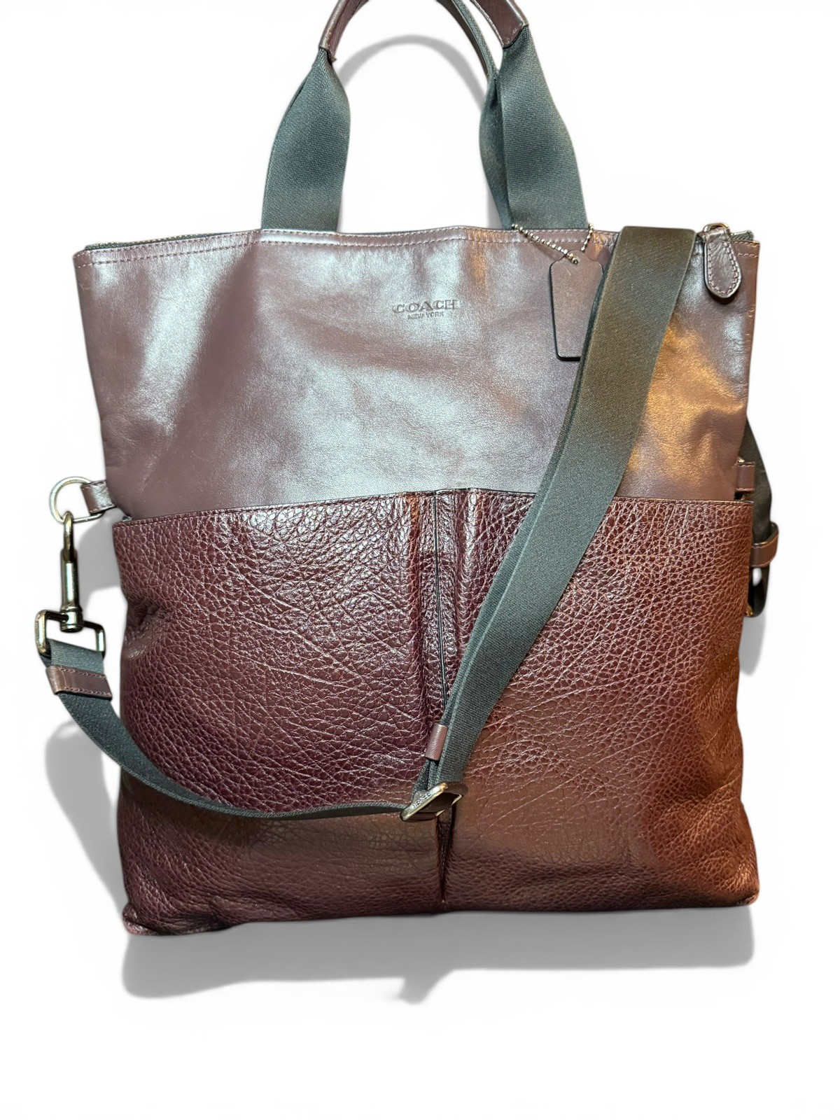 Coach Charles Oxblood Fold Over Whipstitch Detail Tote F11241