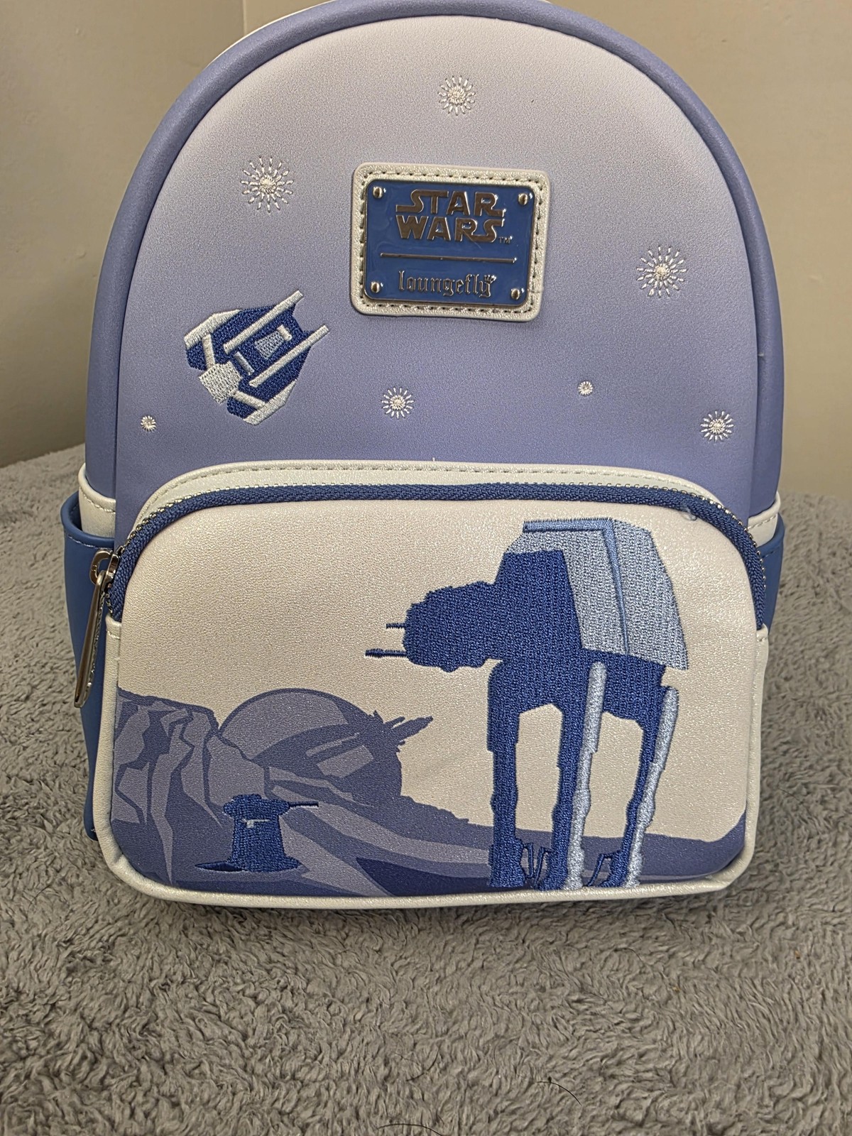 Star Wars Mini Backpack Womens Blue Hoth AT-AT Embroidered Disney Loungefly