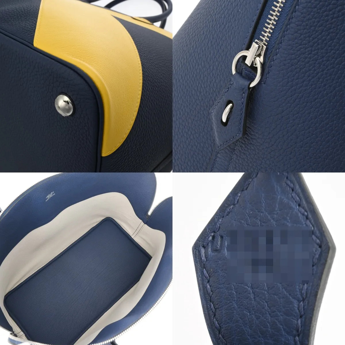 Hermes Bolide Handbag Togo Leather / Evercolor Leather Blue #WB266