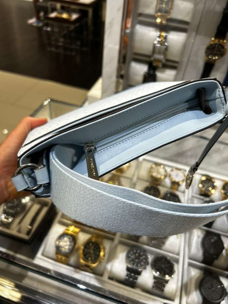 Michael Kors Women Small Ombré Logo Crossbody Bag + Double Zip Wallet Pale Ocean
