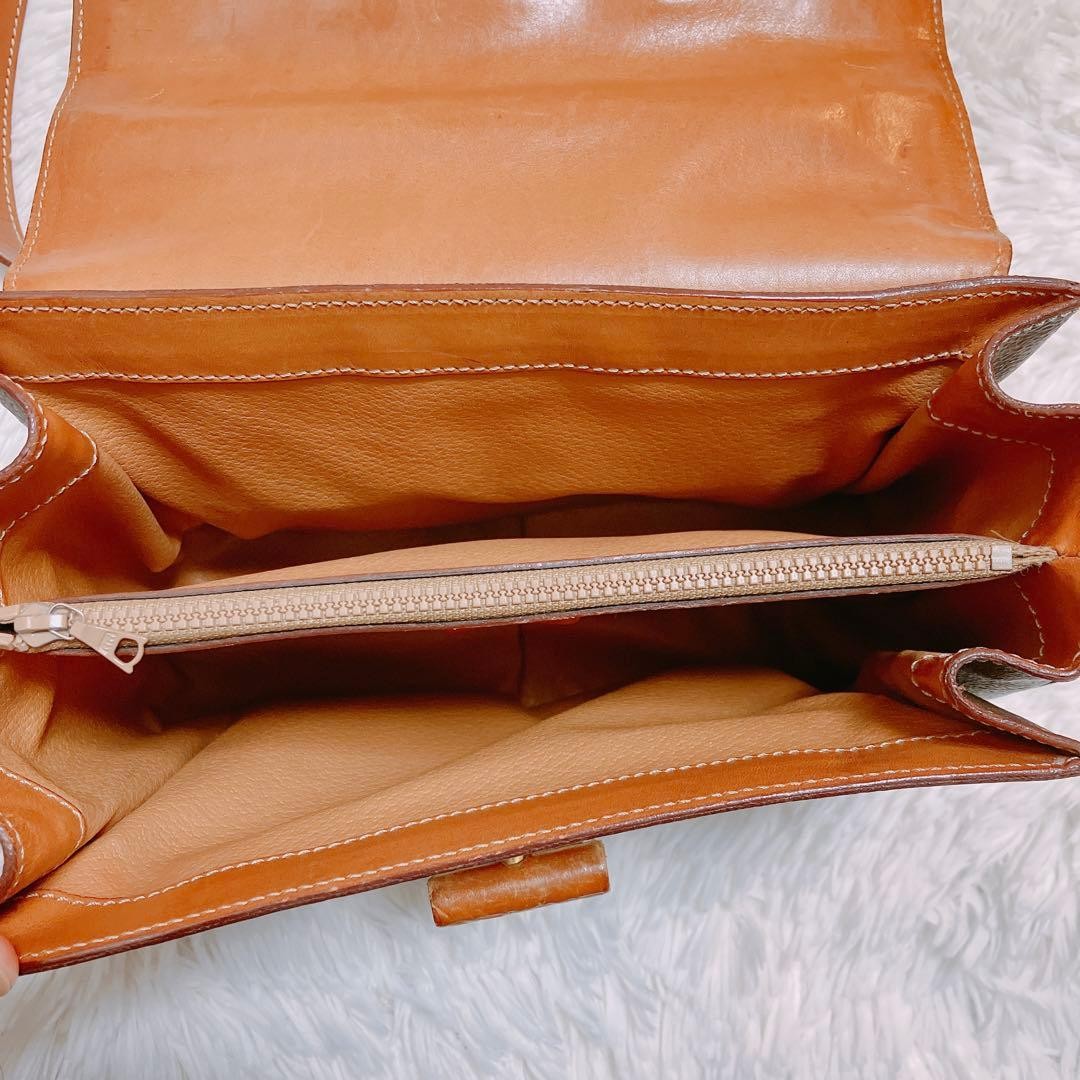 CELINE Vintage Macadam Triomphe 2Way Turn Lock Shoulder Hand Bag Brown