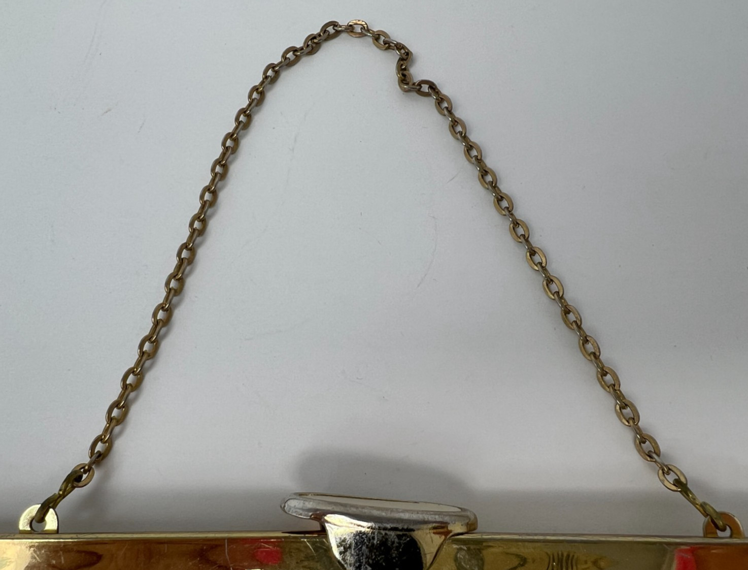 Vintage Etra Off White Clutch Envelope Purse Evening Bag Gold Tone Strap