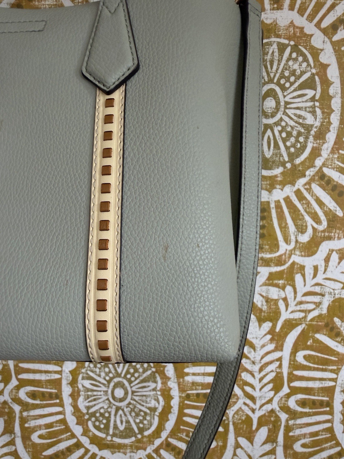 Tory Burch Perry Small Pick-Stitch Triple Compartment Tote Bag in Pine Frost