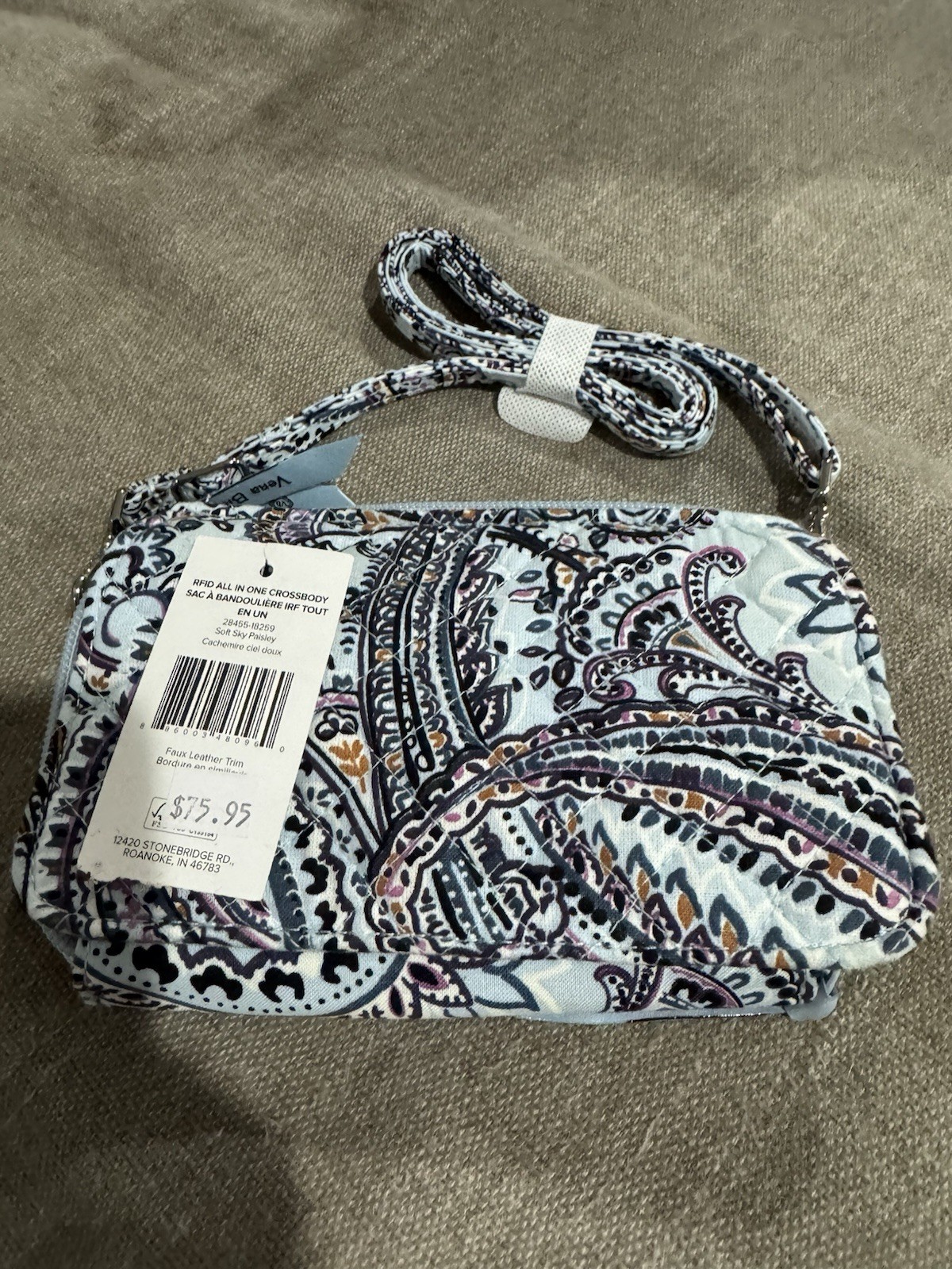Vera Bradley Soft Sky Paisley Blue RFID All in One Crossbody Bag New With Tags