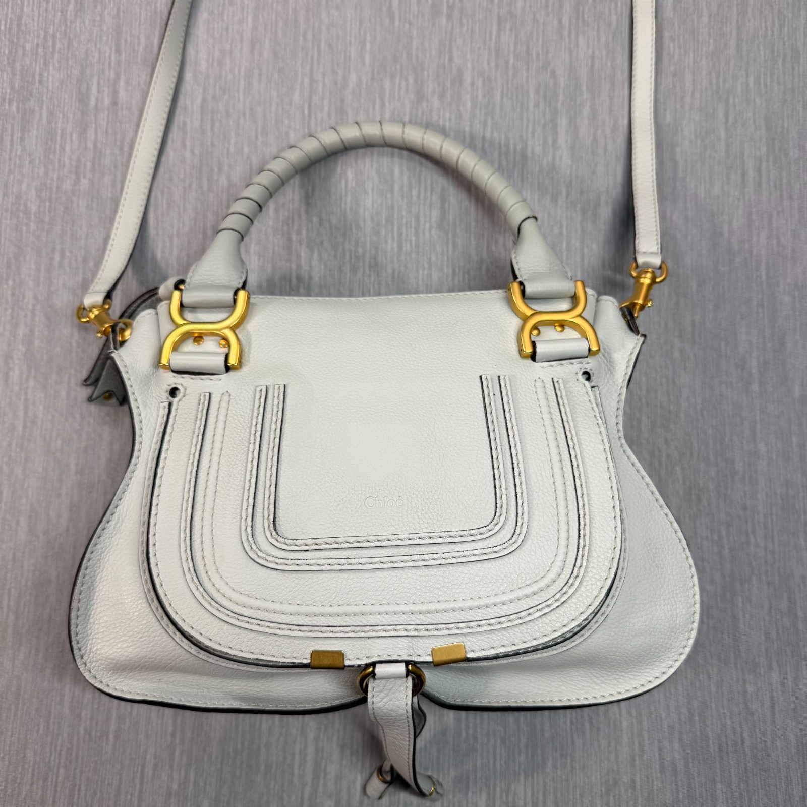 Chloe Small Marcie LEATHER Cross Body Bag Grey Made in Italy NWT $1750MSRP
