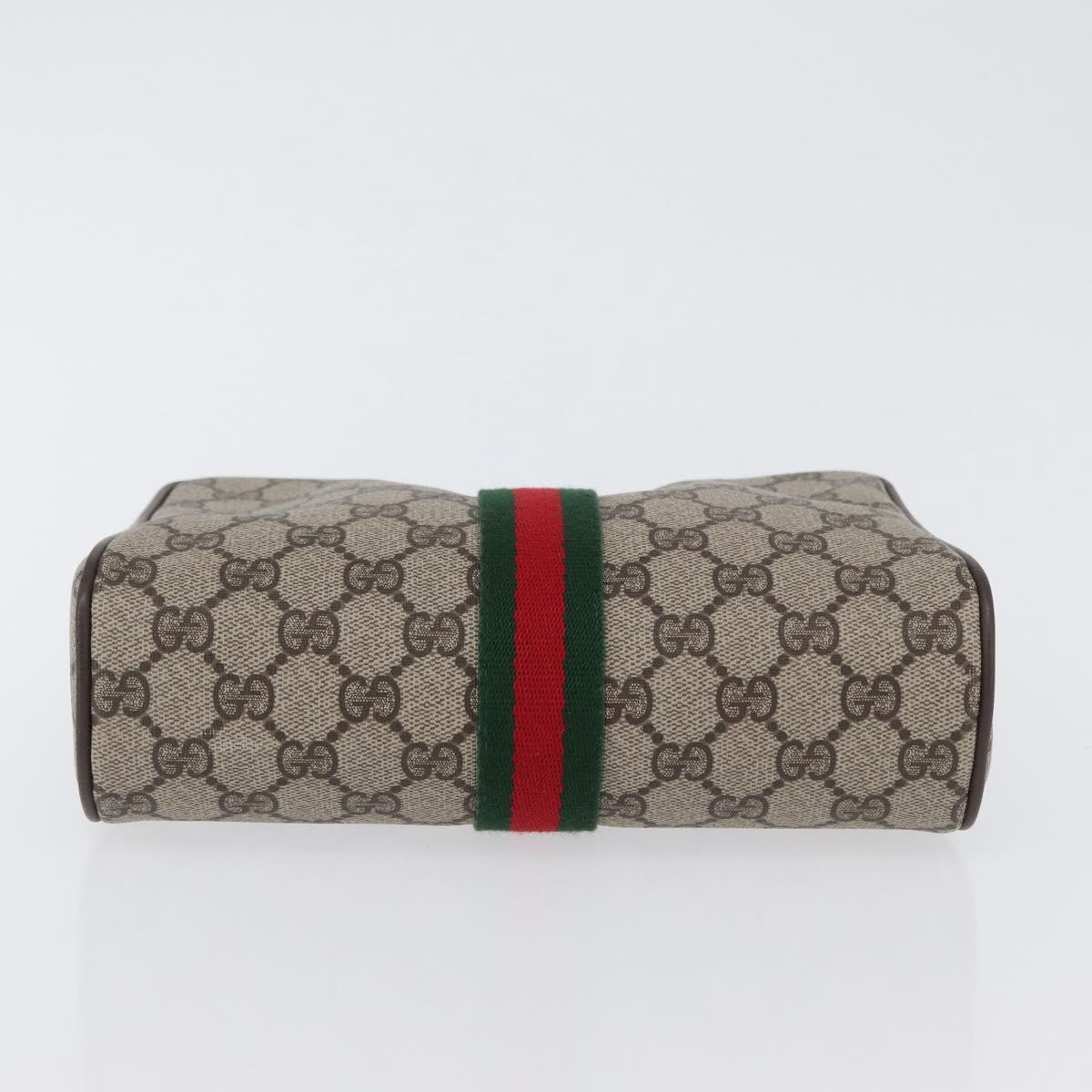 GUCCI GG Supreme Web Sherry Line Clutch Bag PVC Beige Gold 010 378 Auth BA10641