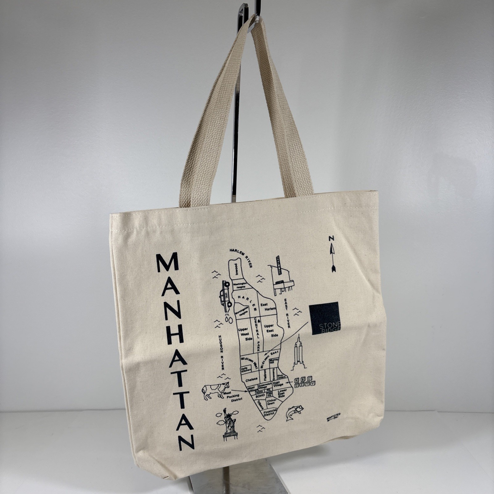 Manhattan Maptote Book Tote Bag Map 14”x16”