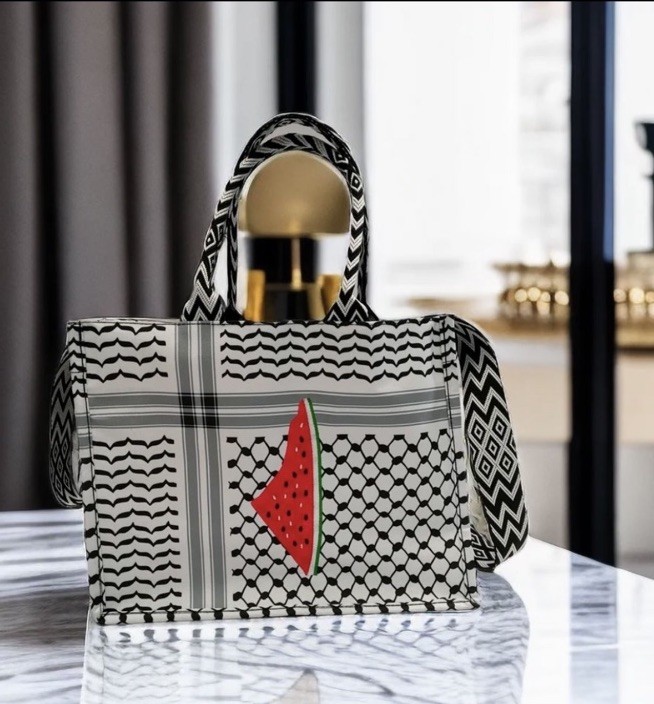Medium Palestine Keffiyeh Watermelon Tote Bag (40 × 30 × 16 cm)