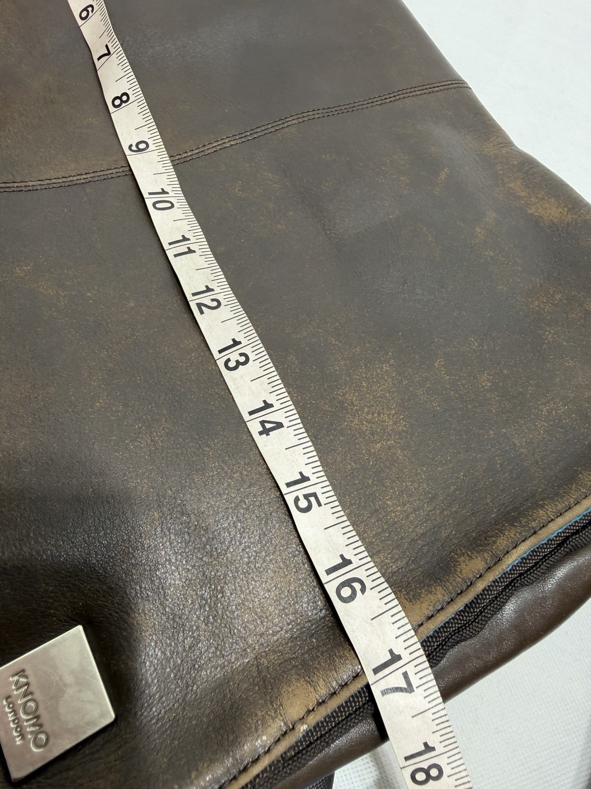 Knomo Messenger Laptop Bag 13×17 Brown Leather Adjustable Strap Crossbody