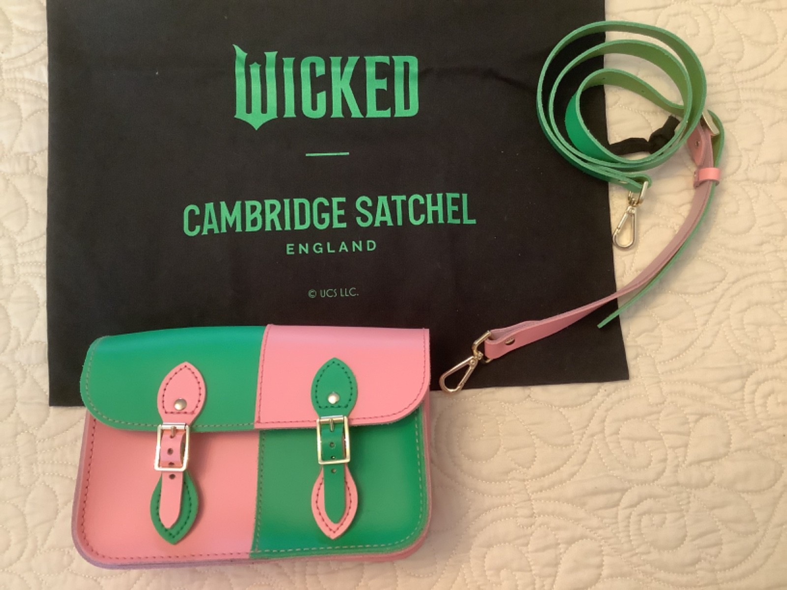 Cambridge Satchel Wicked Limited Ed Collection Crossbody Pink/Green NEW