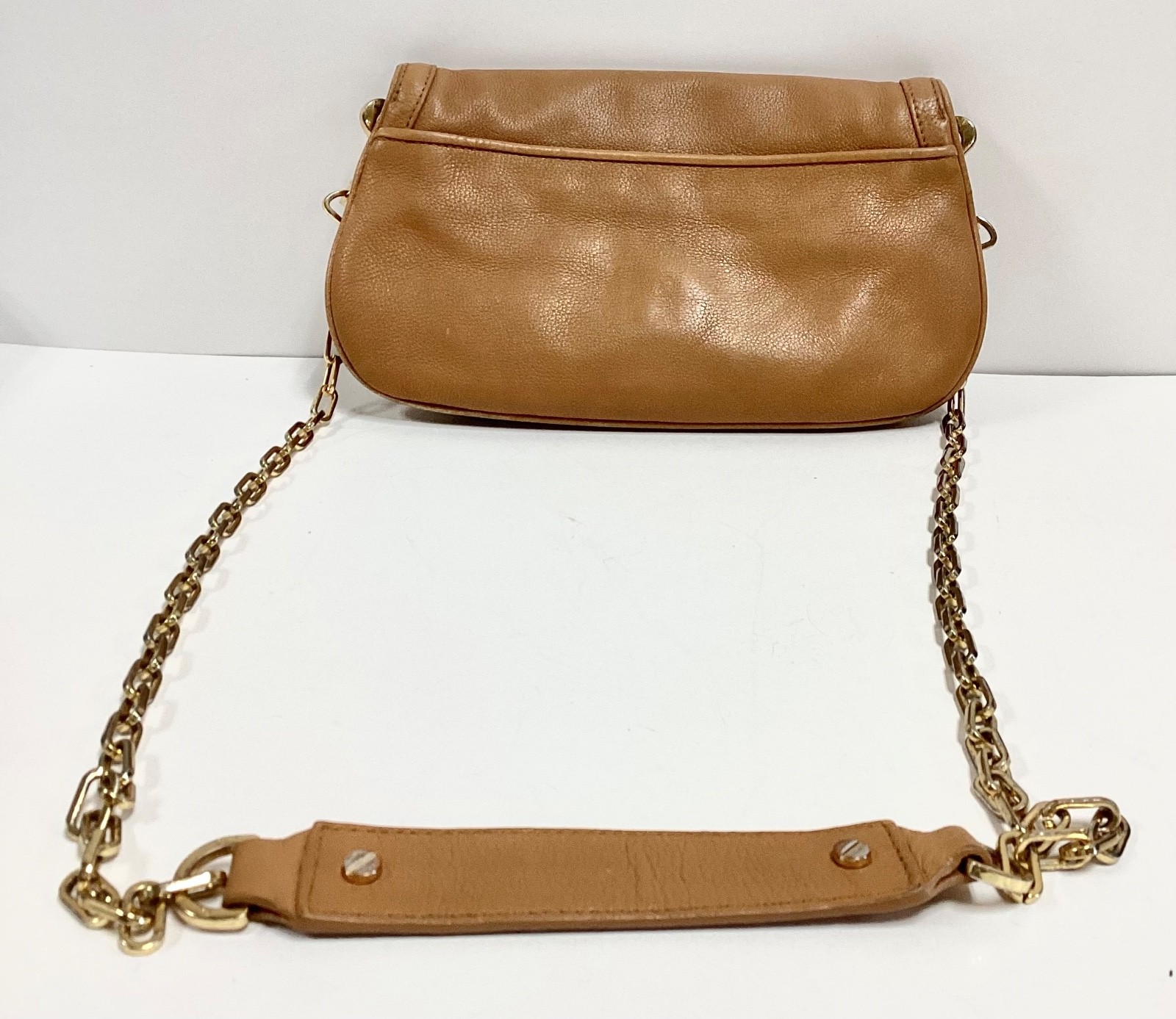 TORY BURCH Amanda Logo Clutch/Crossbody Tan/Brown Leather Bag
