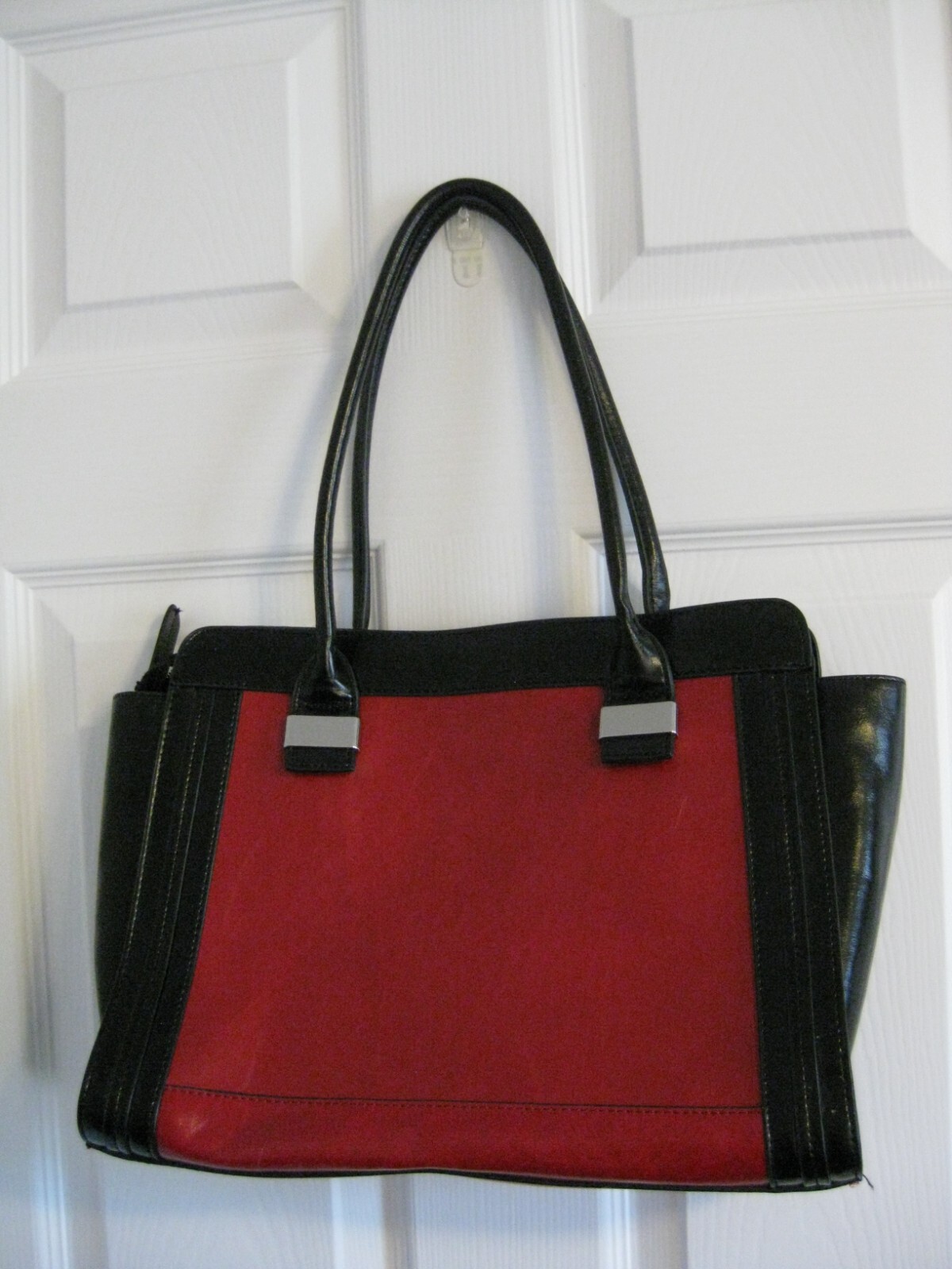 Giani Bernini Red Leather Tote with Black Trim