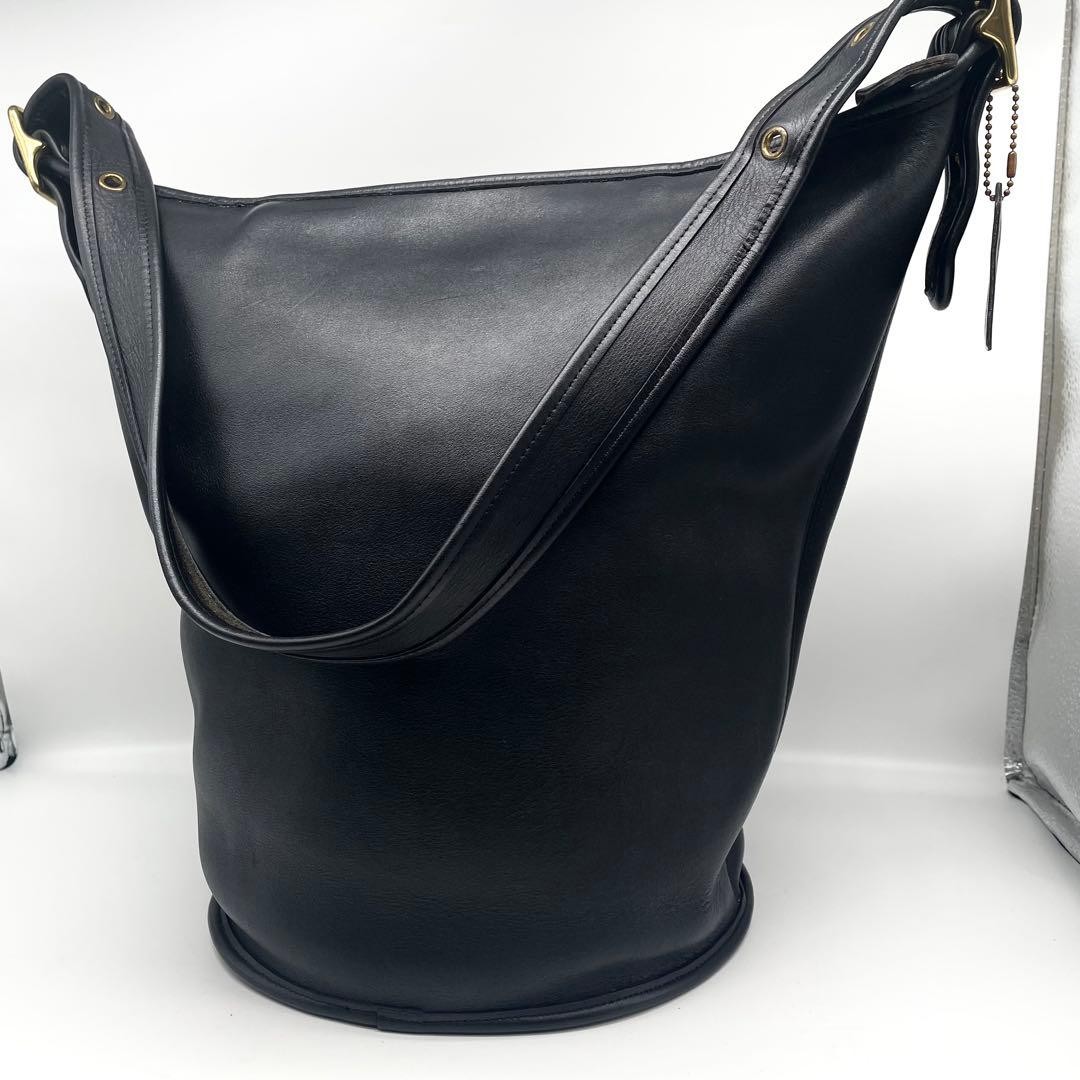 OLD COACH Duffle Bag Shoulder Black 9085 USA Made Bucket Type