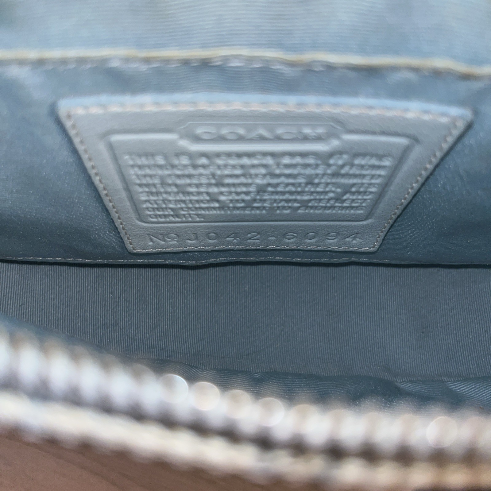 Coach Signature Demi Mini Pouch Hand Bag 6094 Light Blue Canvas Tan Leather Y2K