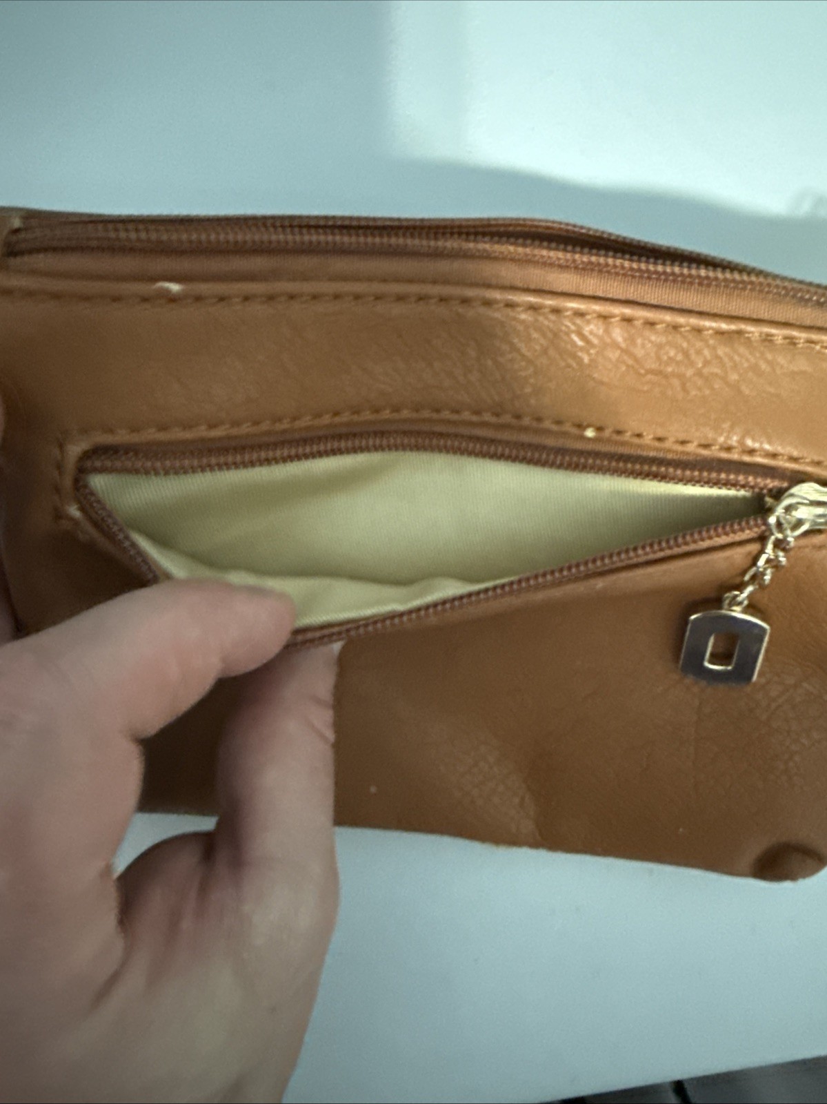 MKF Collection by Mia K. Tarren wristlet bag in Brown Top Zipper Doesn’t Work