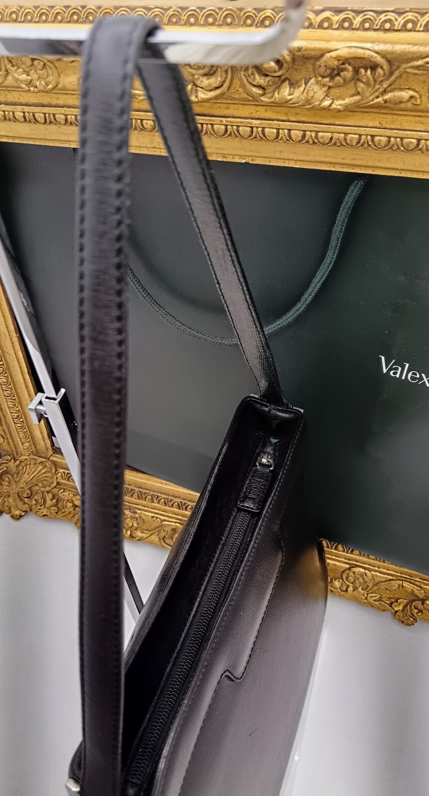 Valextra Shoulder Bag Millepunte Black Leather