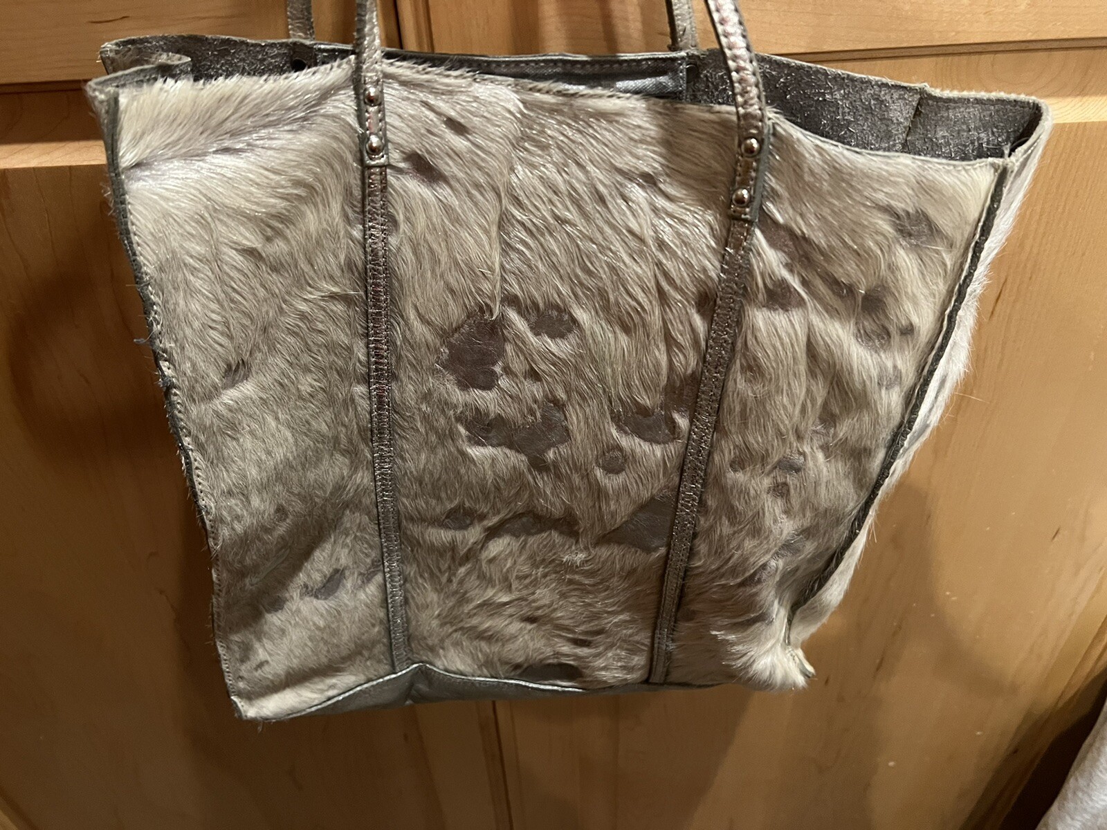EUC Holding Horses Silver Acid Wash Cow Leather Handbag Anthropology