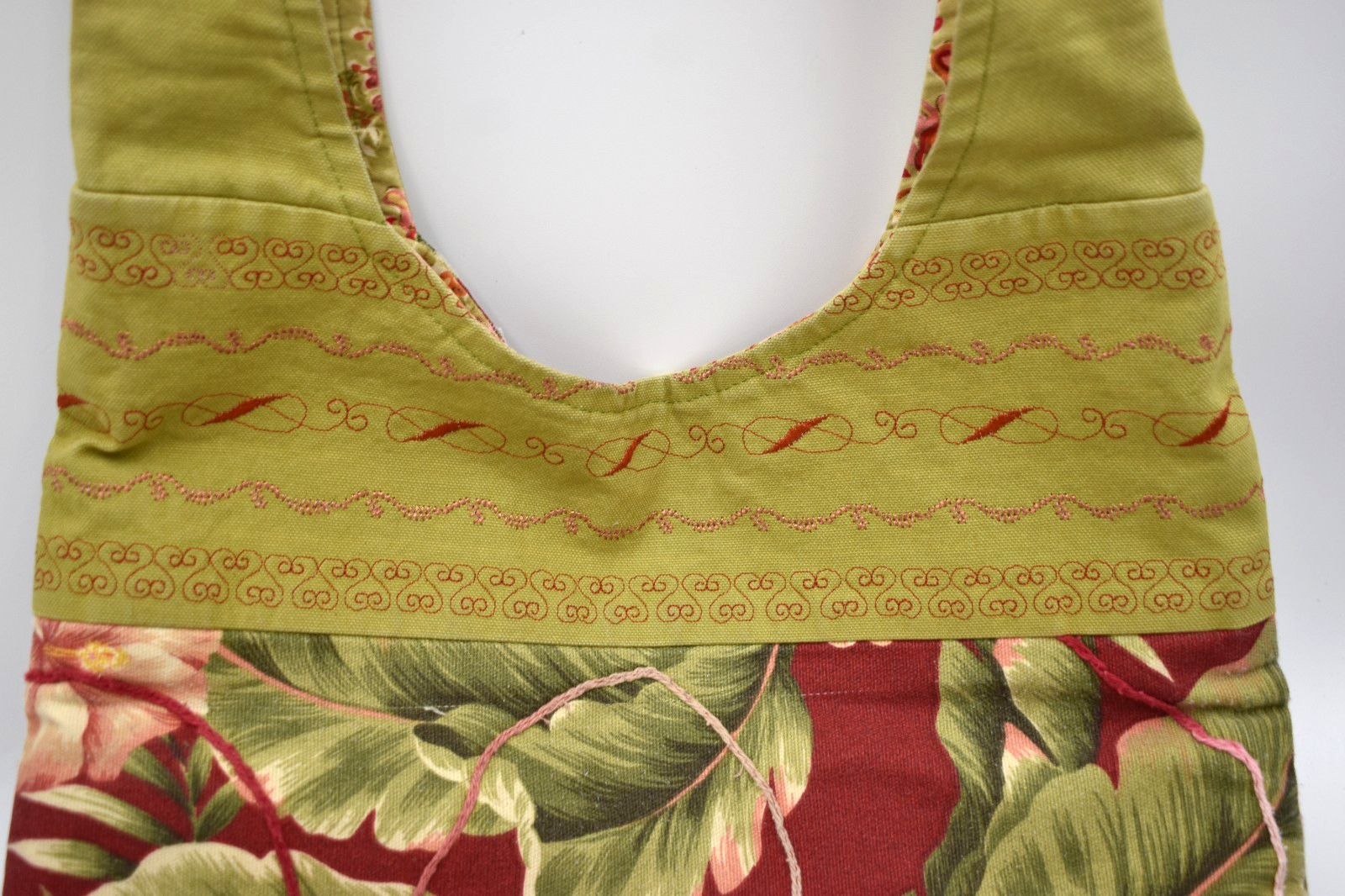 Artisan Made Boho Sling Bag Floral Embroider Hippie Shoulder Bag Tote Hibiscus