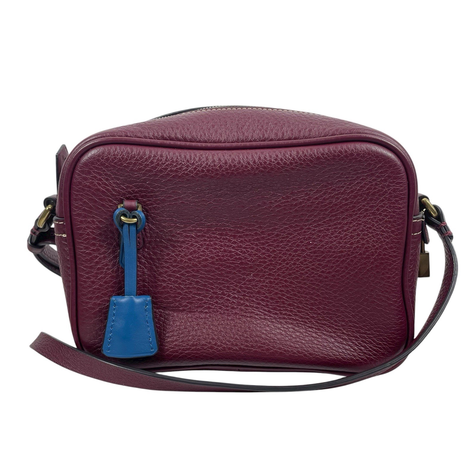 J. Crew Signet Pebble Leather Crossbody Camera Bag Burgundy Red Women