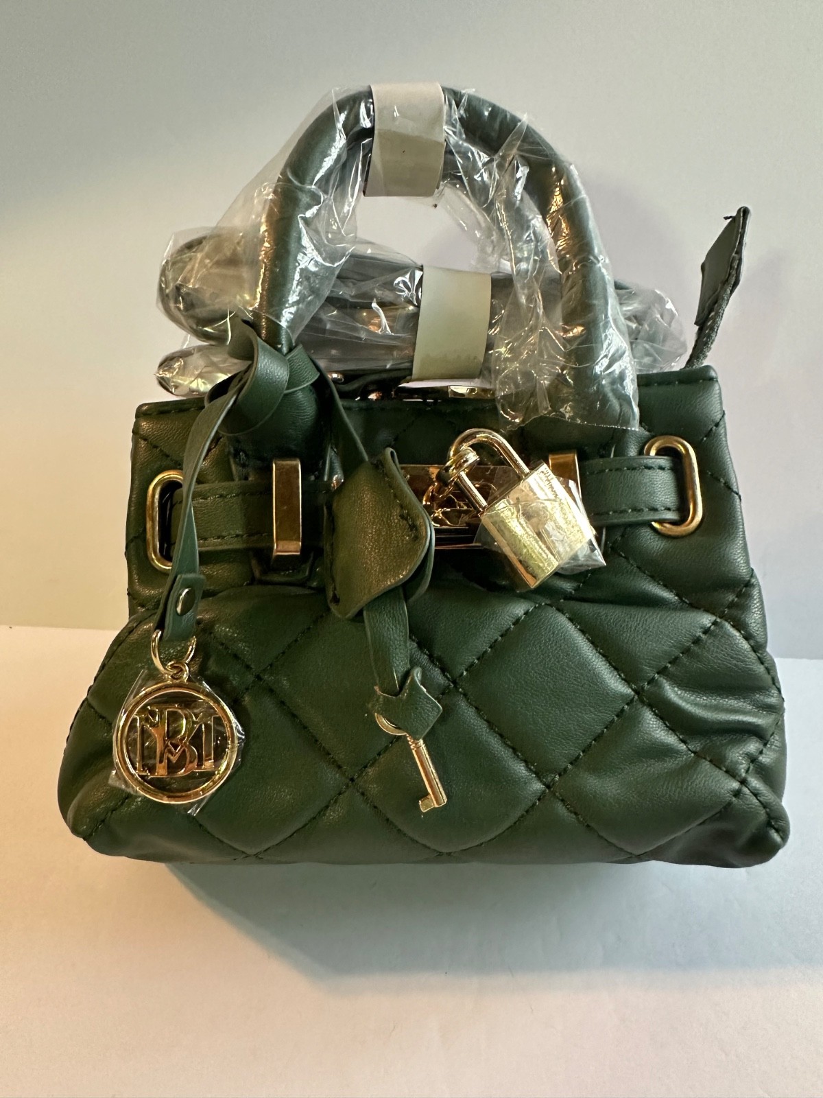 NWT Badgley Mischka CHIVE Mini Diamond Quilted Tote With Front Lock MSRP $99￼