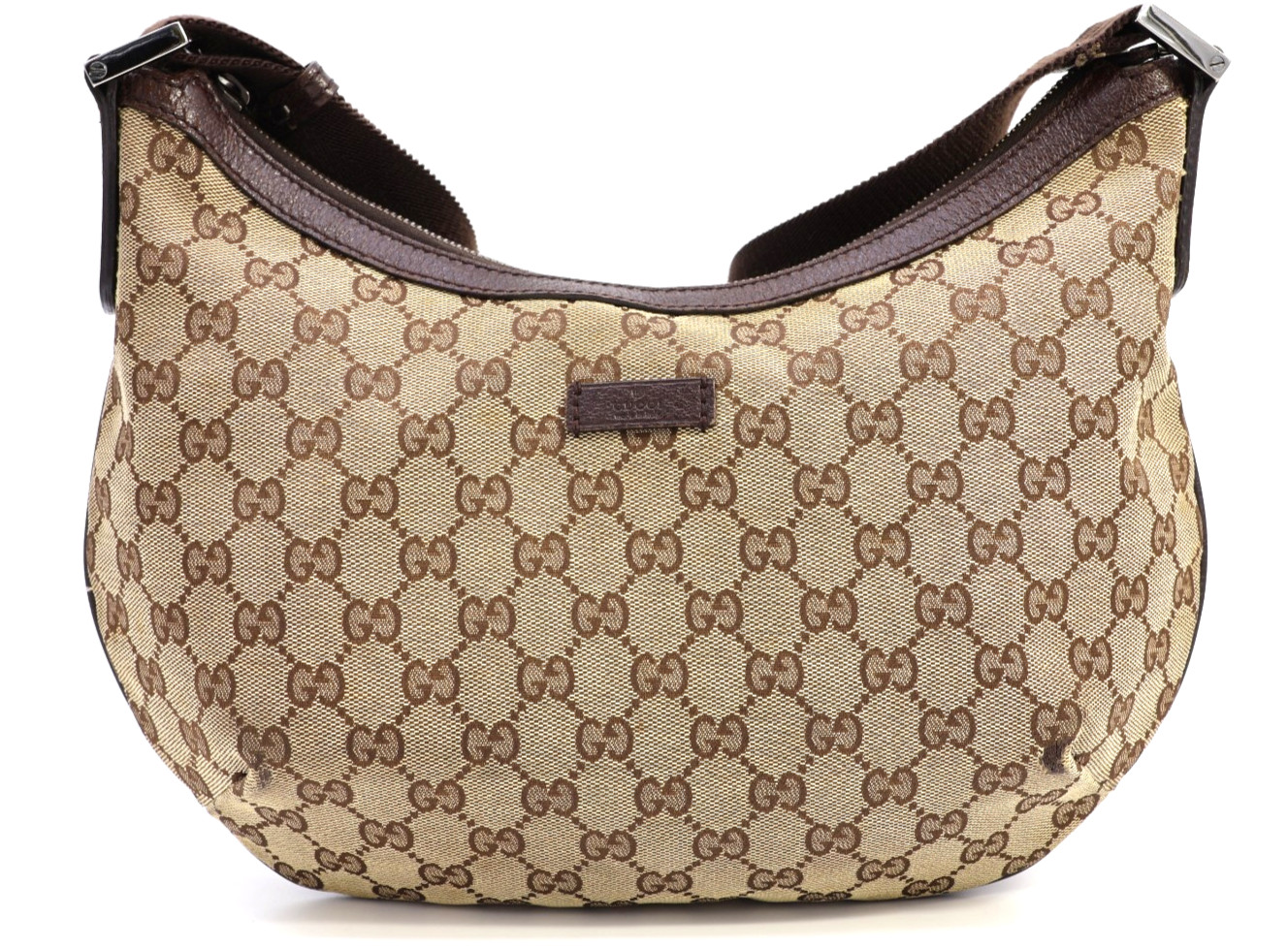 GUCCI GG Canvas Crossbody Bag 181092 Logo Beige-Brown Classic Authentic