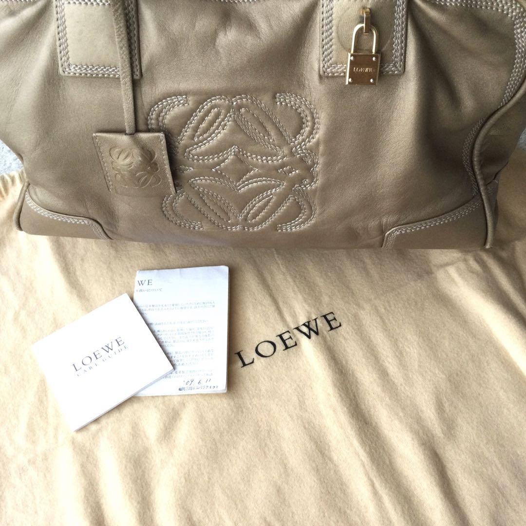 LOEWE Amazonas 36 Mini Boston Handbag Gold Hardware Stitching 35.5x21x15cm