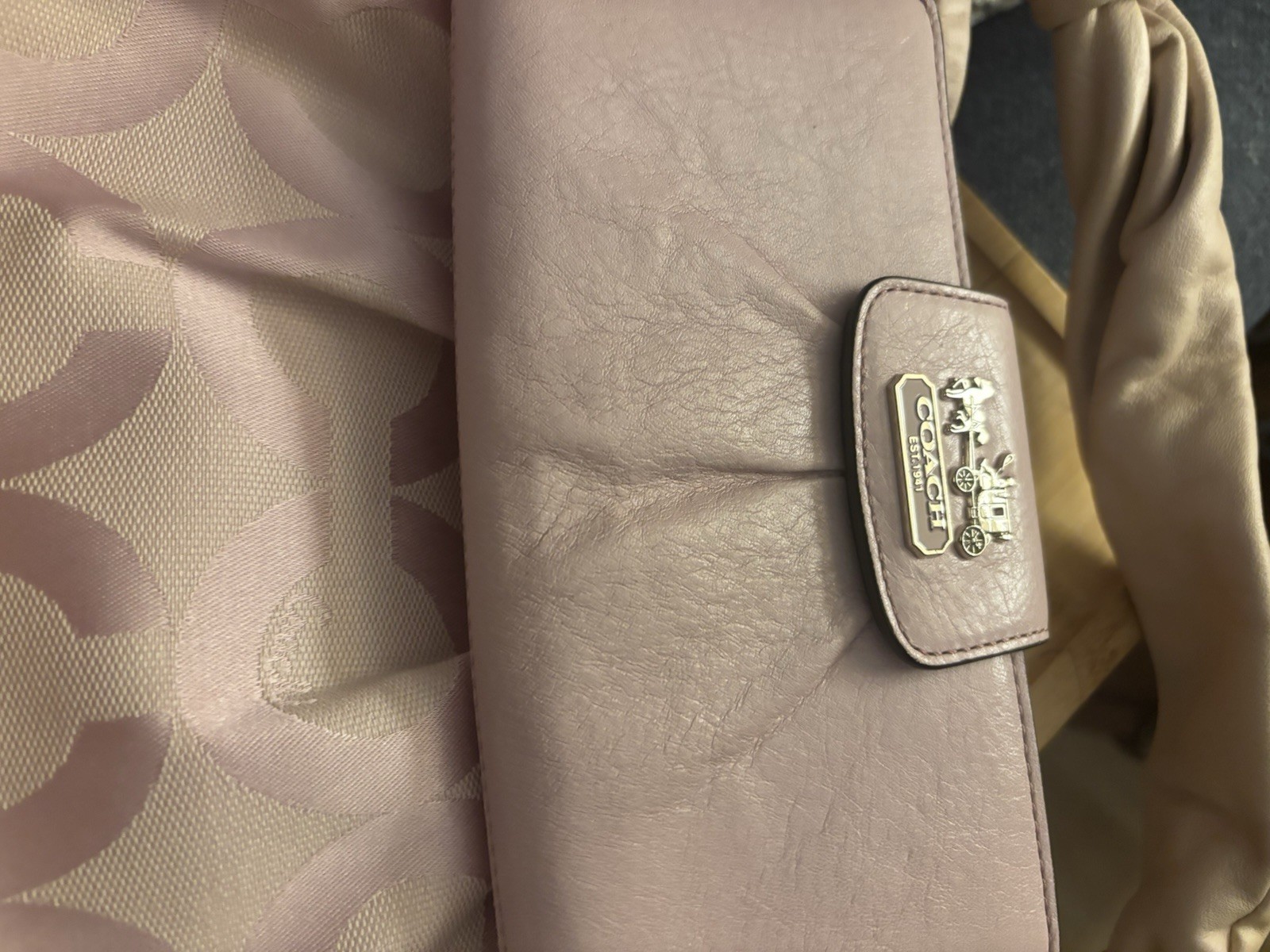 COACH Shoulder Light Pink Signature Bag With Wallet