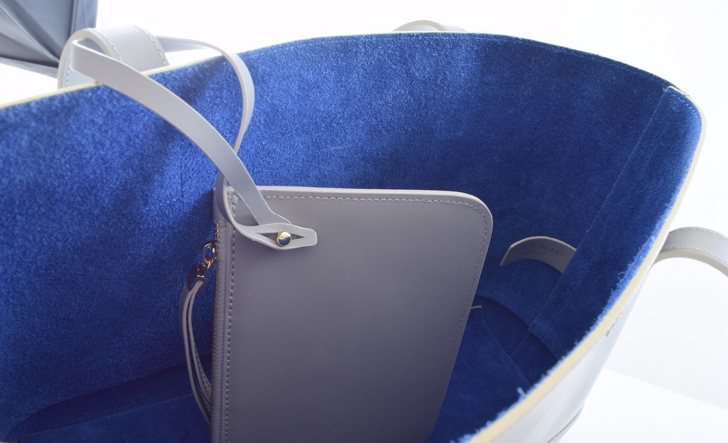Teddy Blake Alice Leather Media Gray/Blue Tote/Shoulder Bag Mint Cond (1 x use)